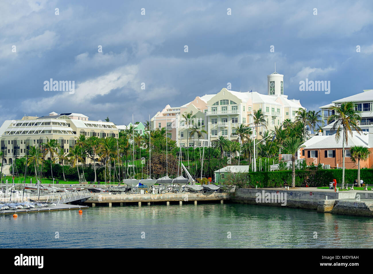 Afficher le long de la front de Hamilton, Bermudes. Banque D'Images