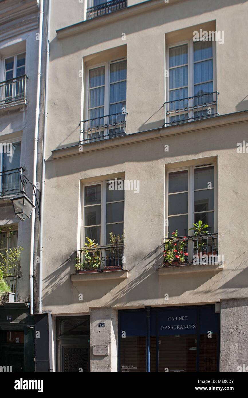 Paris, 12 rue saint anastase, bâtiment où le coquelicot a vécu et reçu, Victor Hugo Banque D'Images