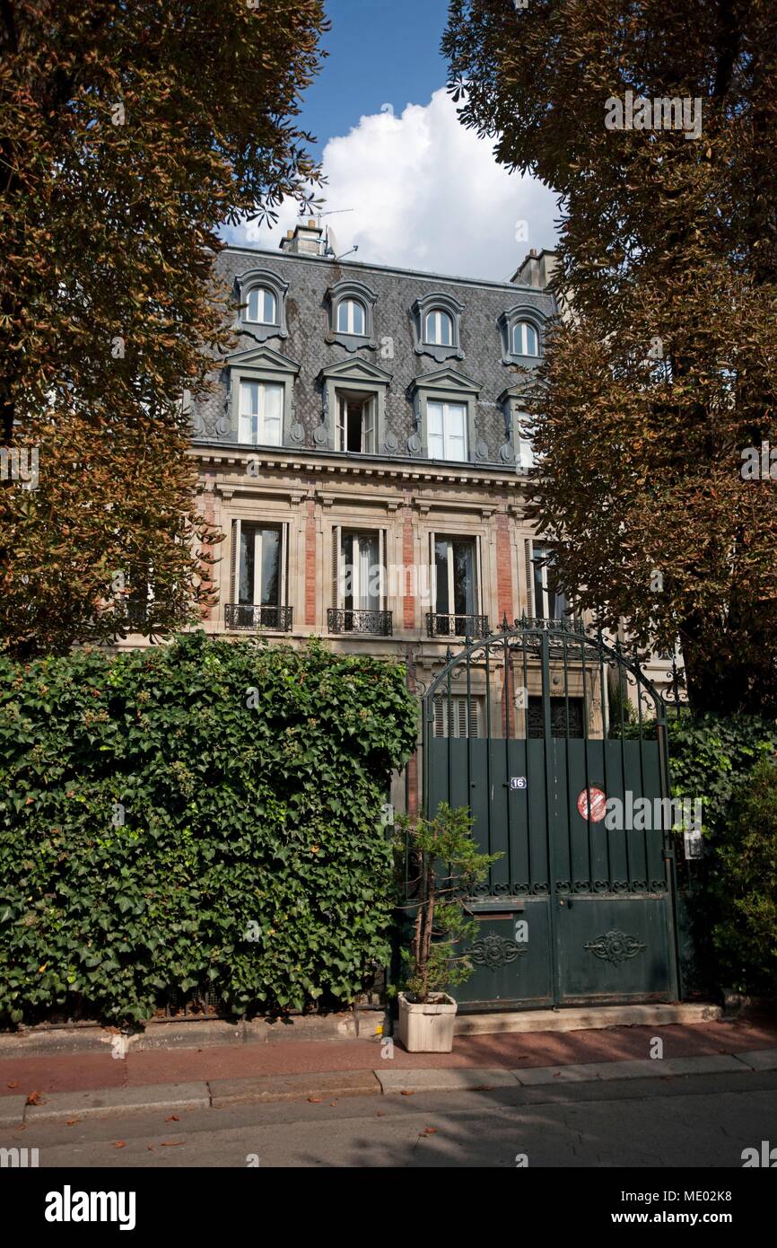 Paris,16 square de l'avenue Foch, Marcel Pagnol a vécu ici Photo Stock