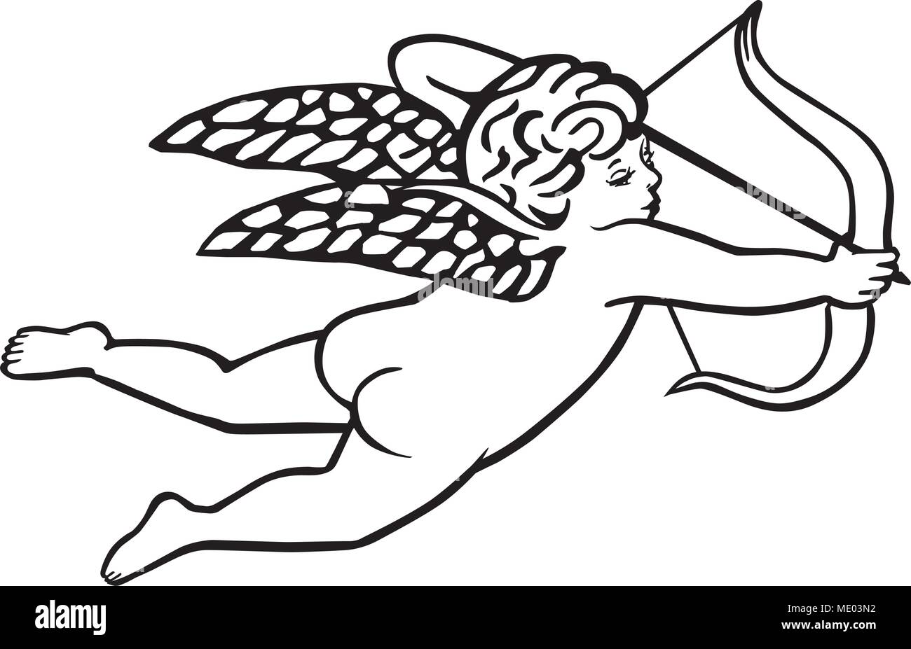 Arc Et Flèche De Cupidon Main Icône Tirée Par La Main Clip Art