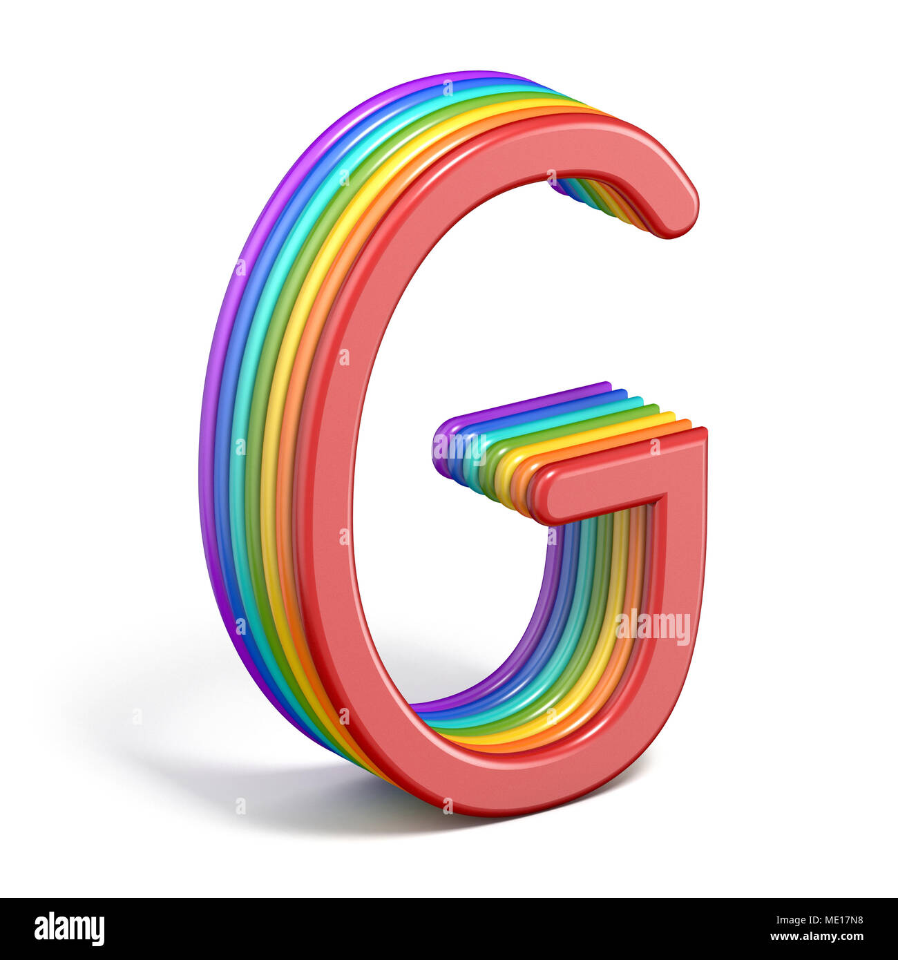 Rainbow font lettre G le rendu 3D illustration isolé sur fond blanc Banque D'Images