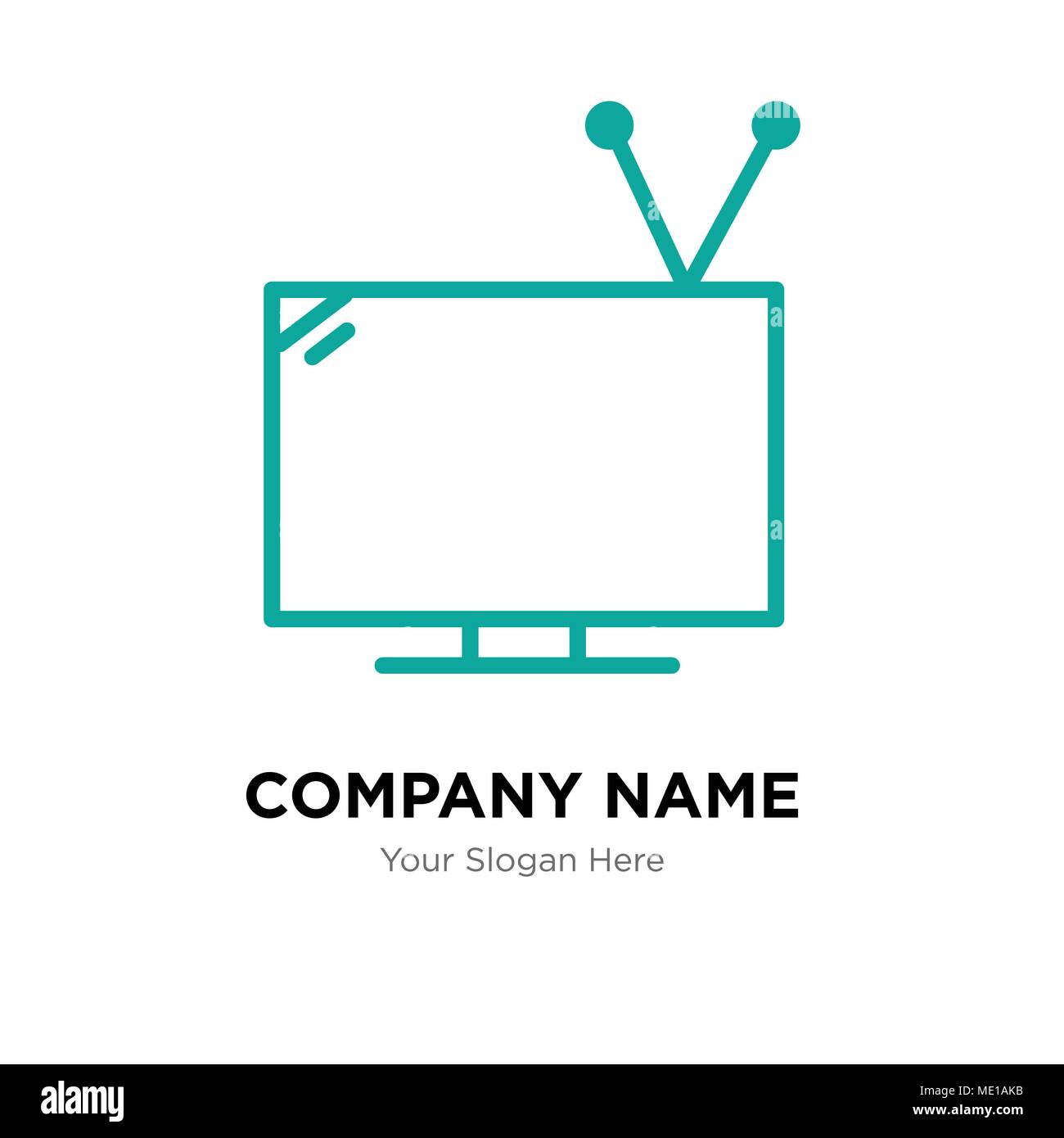 Antenne de télévision avec le logo de la société, modèle de conception de l'icône vecteur d'affaires Illustration de Vecteur