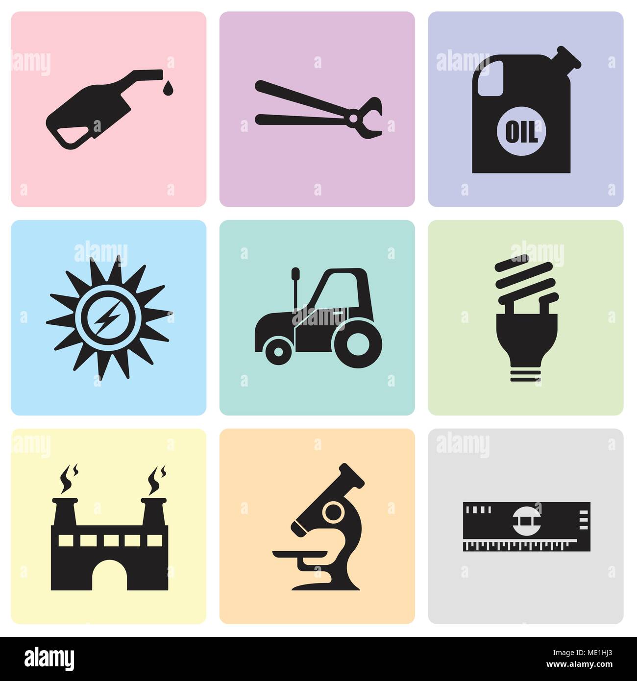 Ensemble de 9 icônes modifiable simple, comme l'échelle, microscope, usine, lightbulb, autotruck, énergie solaire, récipient d'huile, tenailles, pompe, peut être utilisé pour mob Illustration de Vecteur Ensemble de 9 icônes modifiable simple, comme l'échelle, microscope, usine, lightbulb, autotruck, énergie solaire, récipient d'huile, tenailles, pompe, peut être utilisé pour mob Illustration de Vecteur