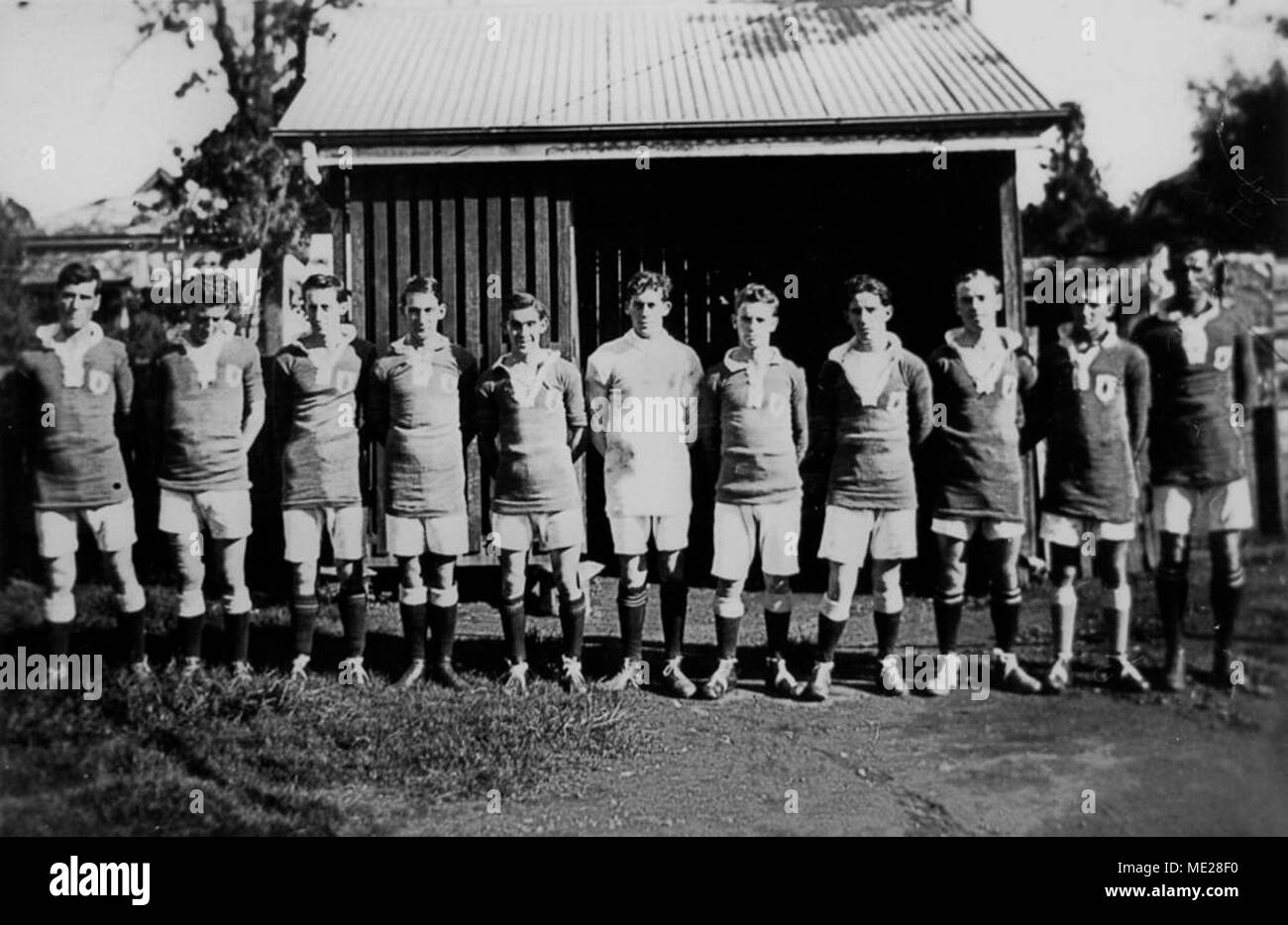 Le Club de soccer de rovers ananas, Kangaroo Point, ca 1924. Banque D'Images