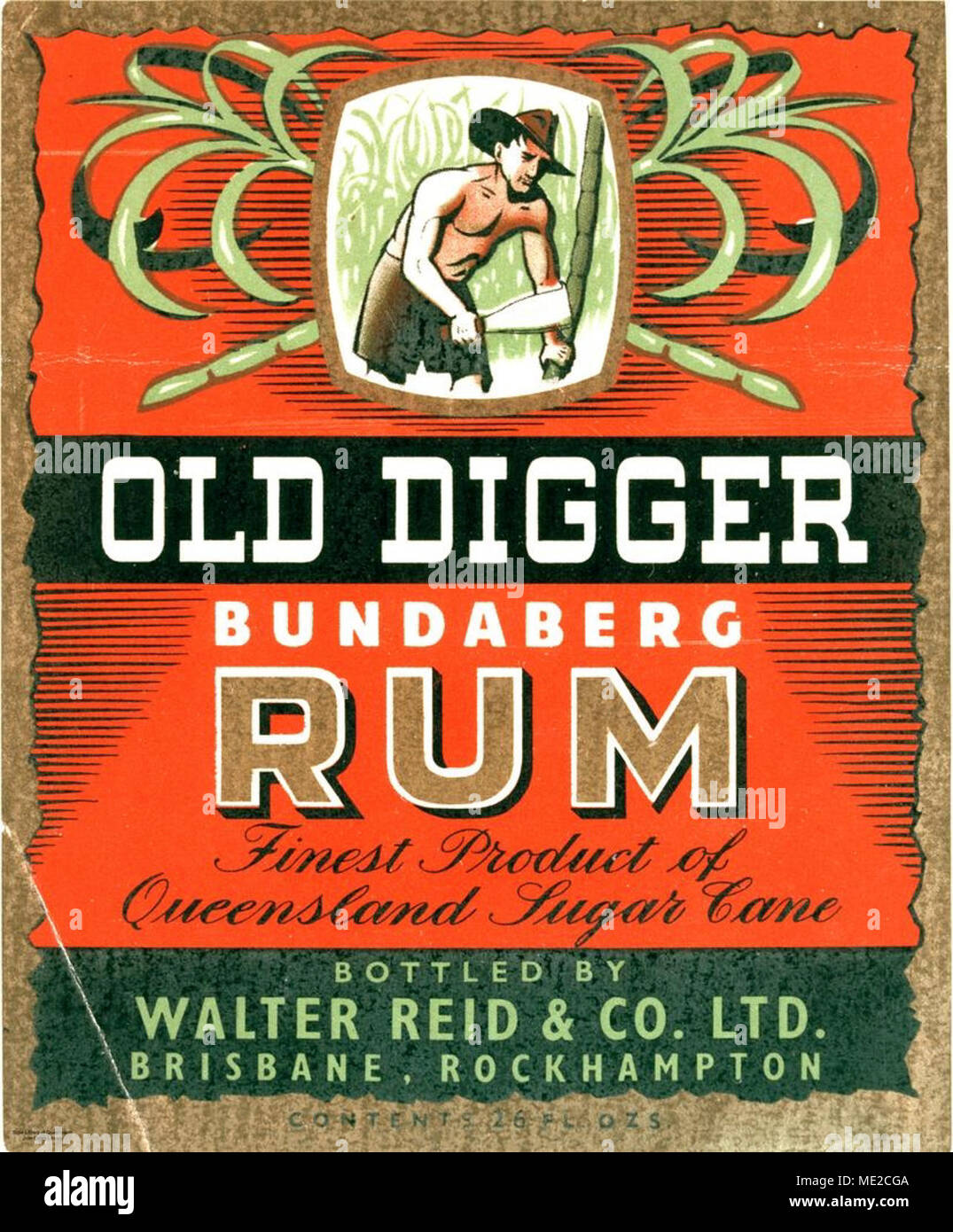 Vieux Rhum Bundaberg Digger label. Banque D'Images