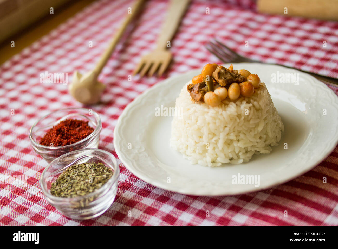 Des Haricots A La Turque Avec Du Riz Pilaf Pilav Kuru Fasulye