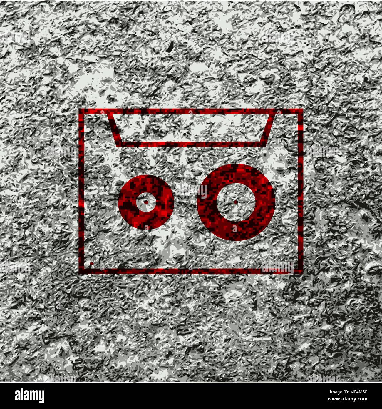 L'icône cassette symbole sur un mur de béton. Vector illustration Illustration de Vecteur