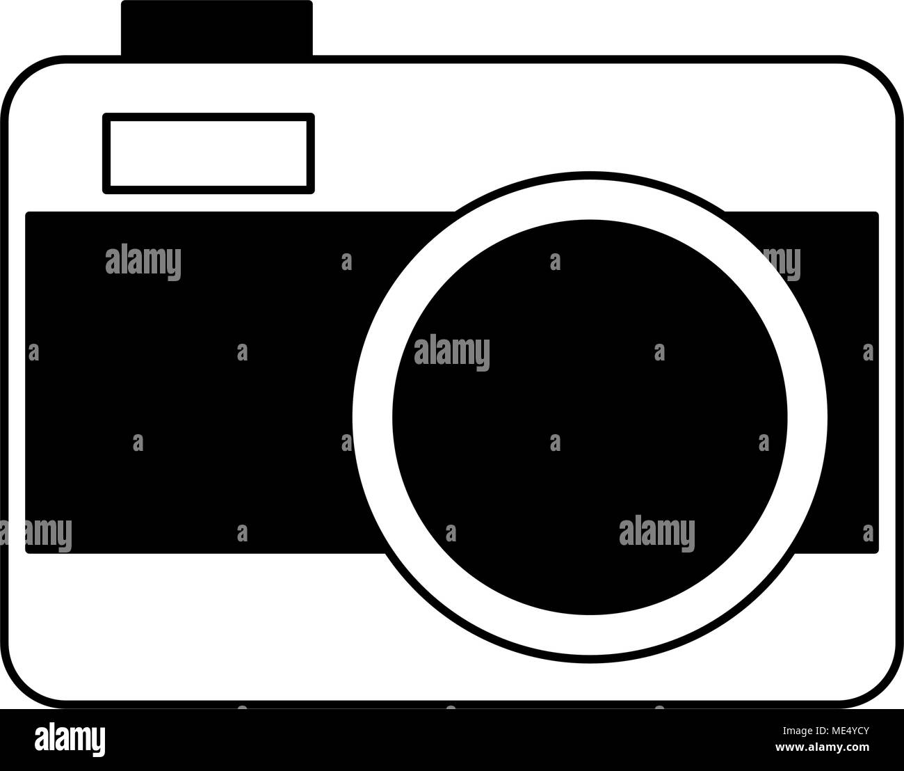 Appareil photographique symbole sur le noir et blanc Illustration de Vecteur