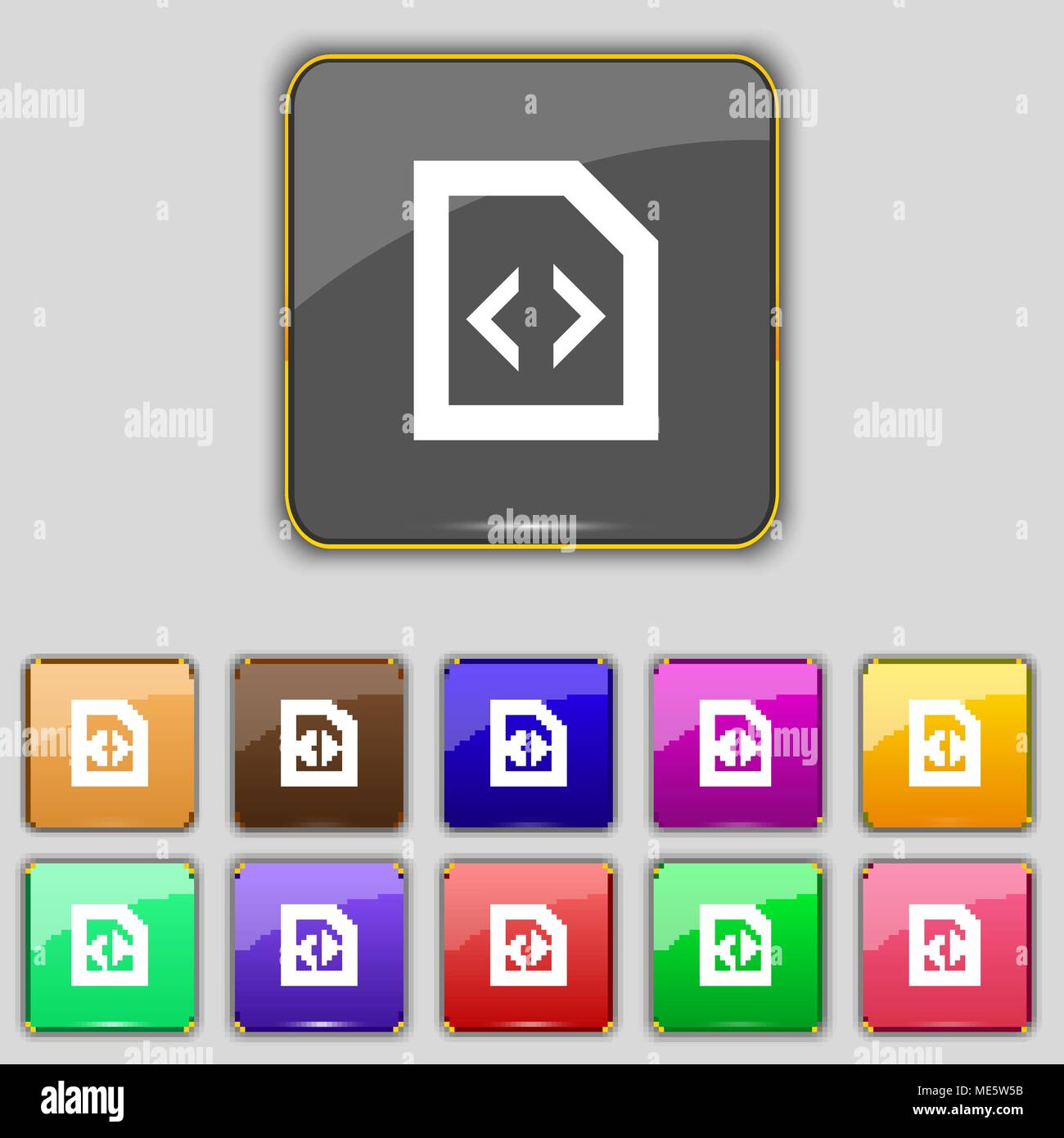 L'icône code de programmation signe. Set avec 11 boutons de couleur pour votre site. Vector illustration Illustration de Vecteur