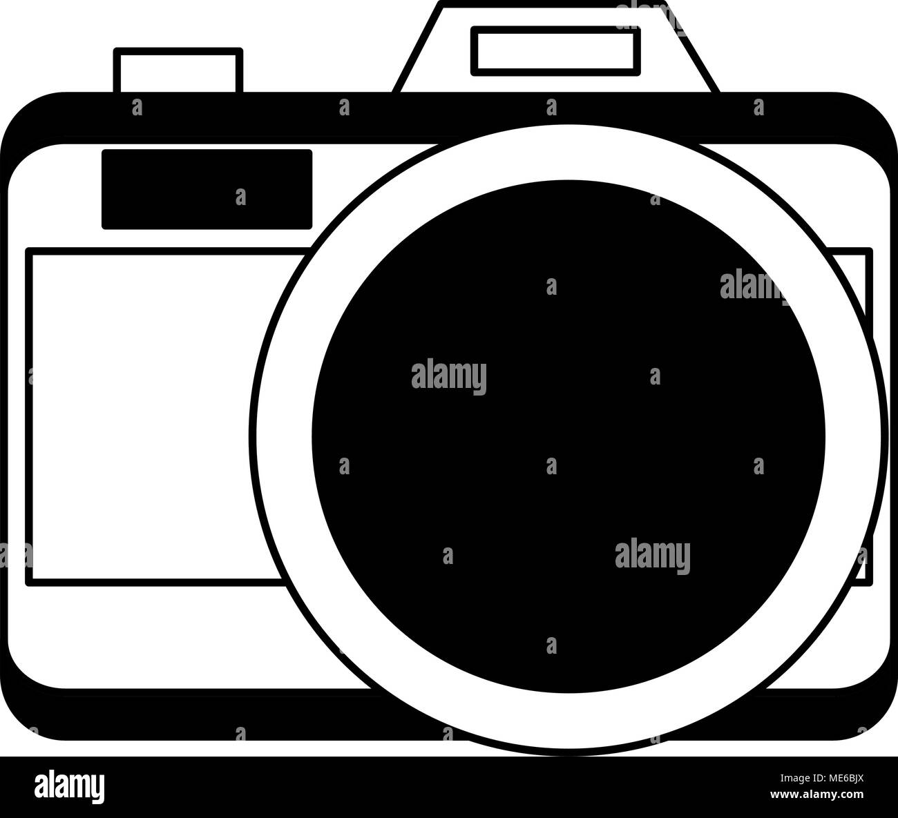 Appareil photographique symbole sur le noir et blanc Illustration de Vecteur