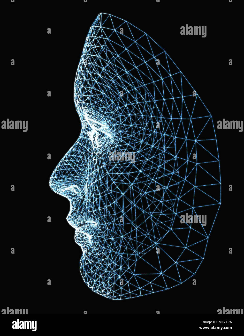 Visage humain composé de lignes lumineuses Banque D'Images