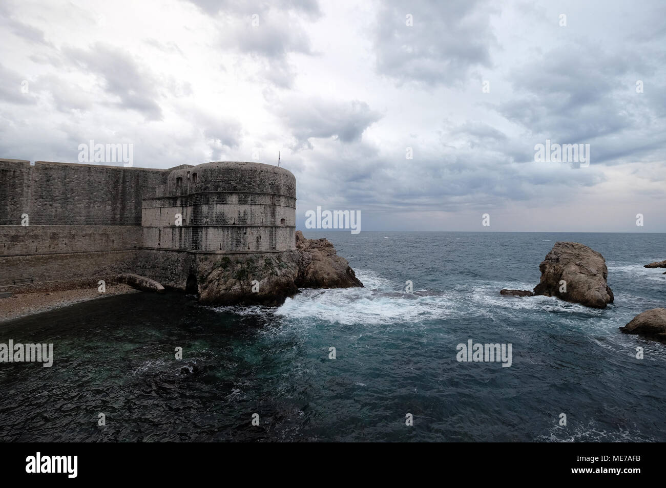 Fort Bokar est le point clé dans la défense de la Porte Pila en Dubrovnik, Croatie. Banque D'Images