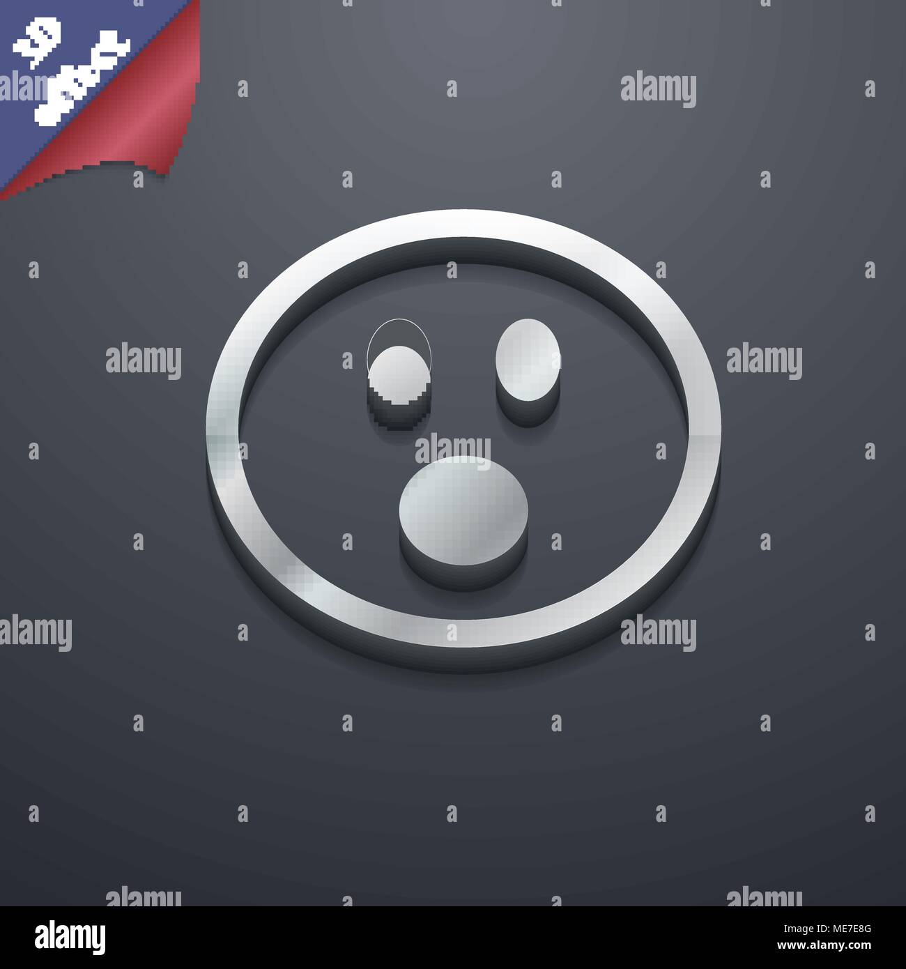 Visage choqué icône Smiley symbole. 3D genre. Design moderne et branché ...