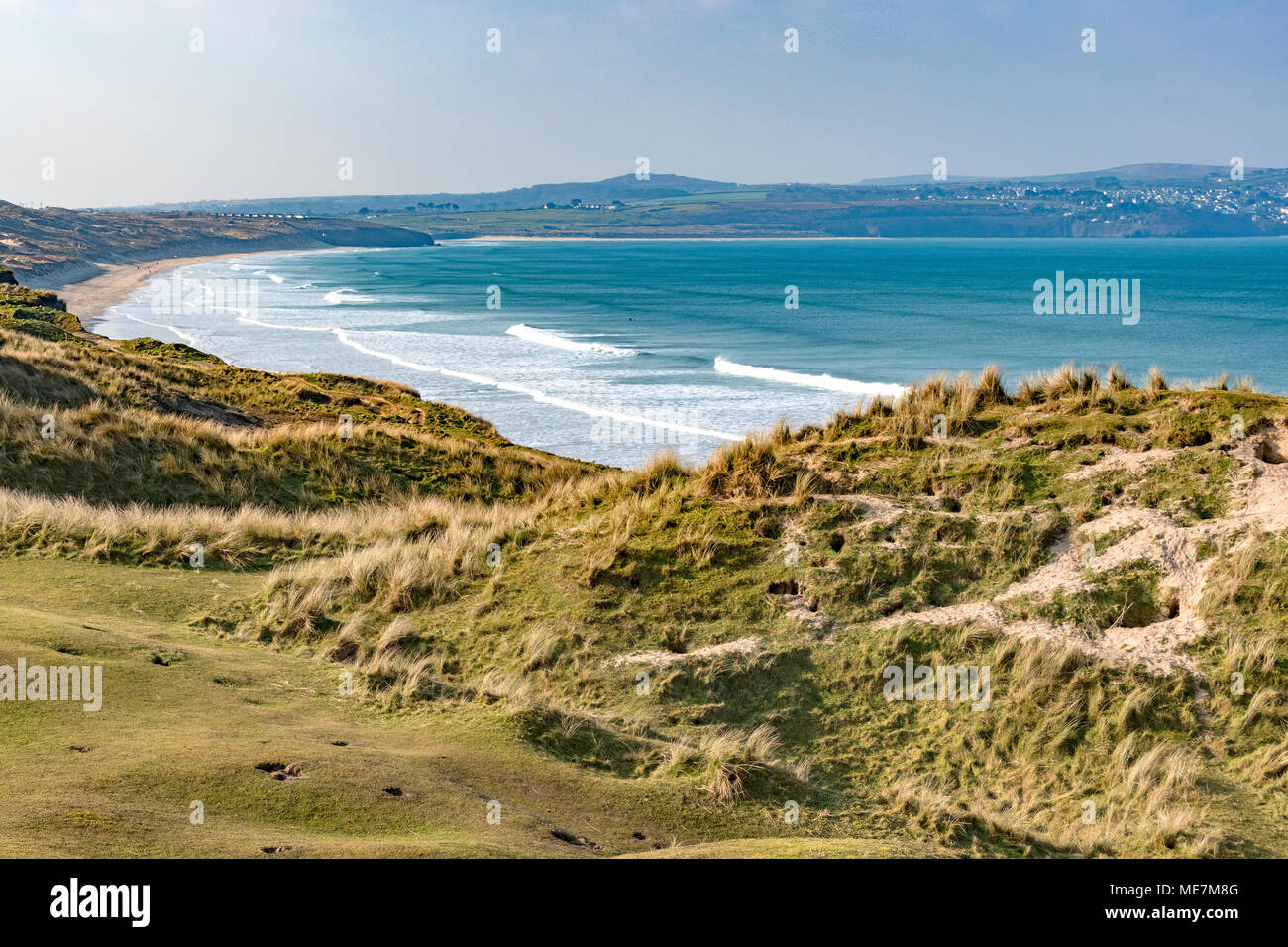 Dunes de sable de la réserve naturelle, towans gwithian hayle, Cornwall, Angleterre, Grande-Bretagne, Royaume-Uni. Banque D'Images