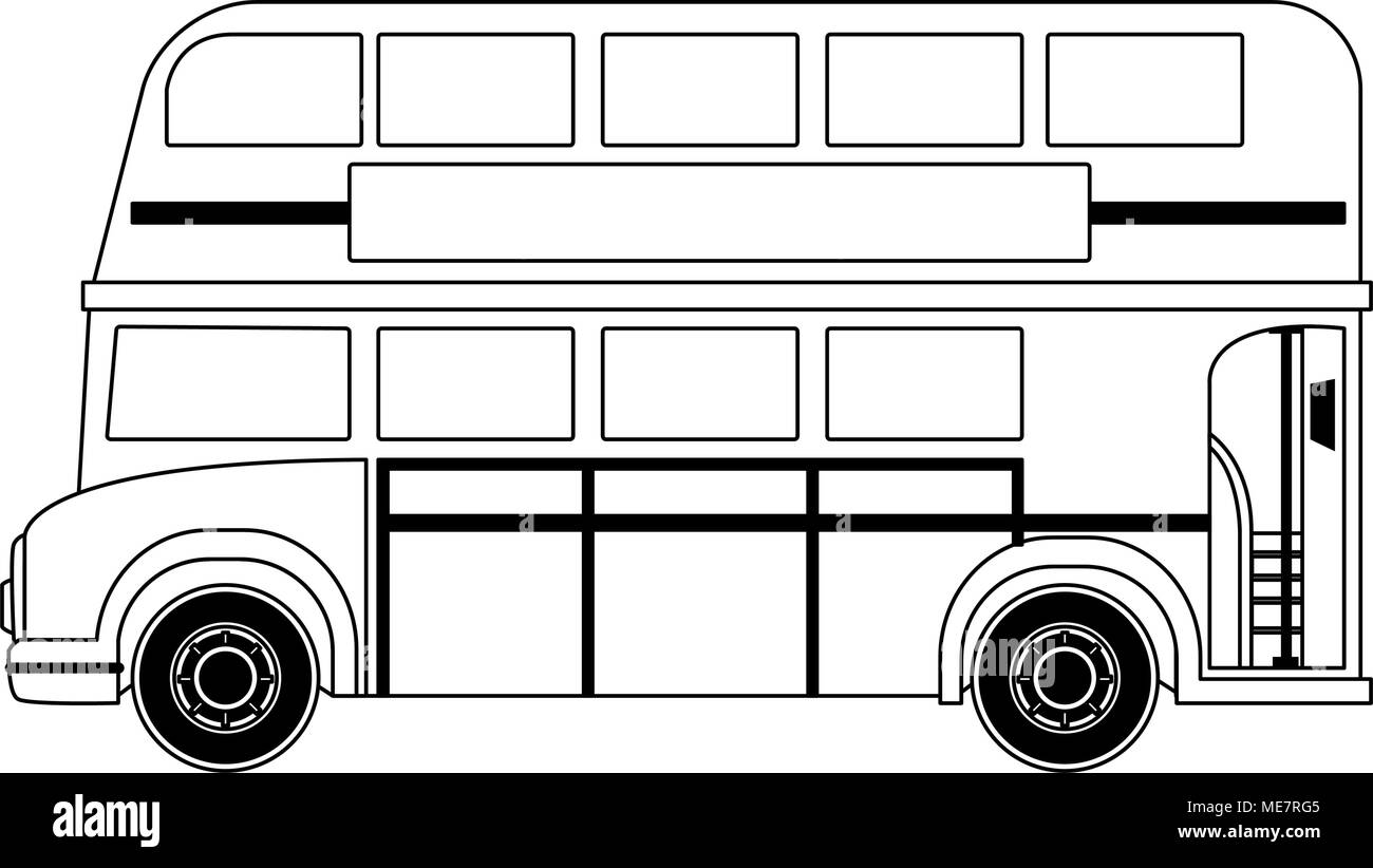 Bus Londres isolé sur le noir et blanc Illustration de Vecteur