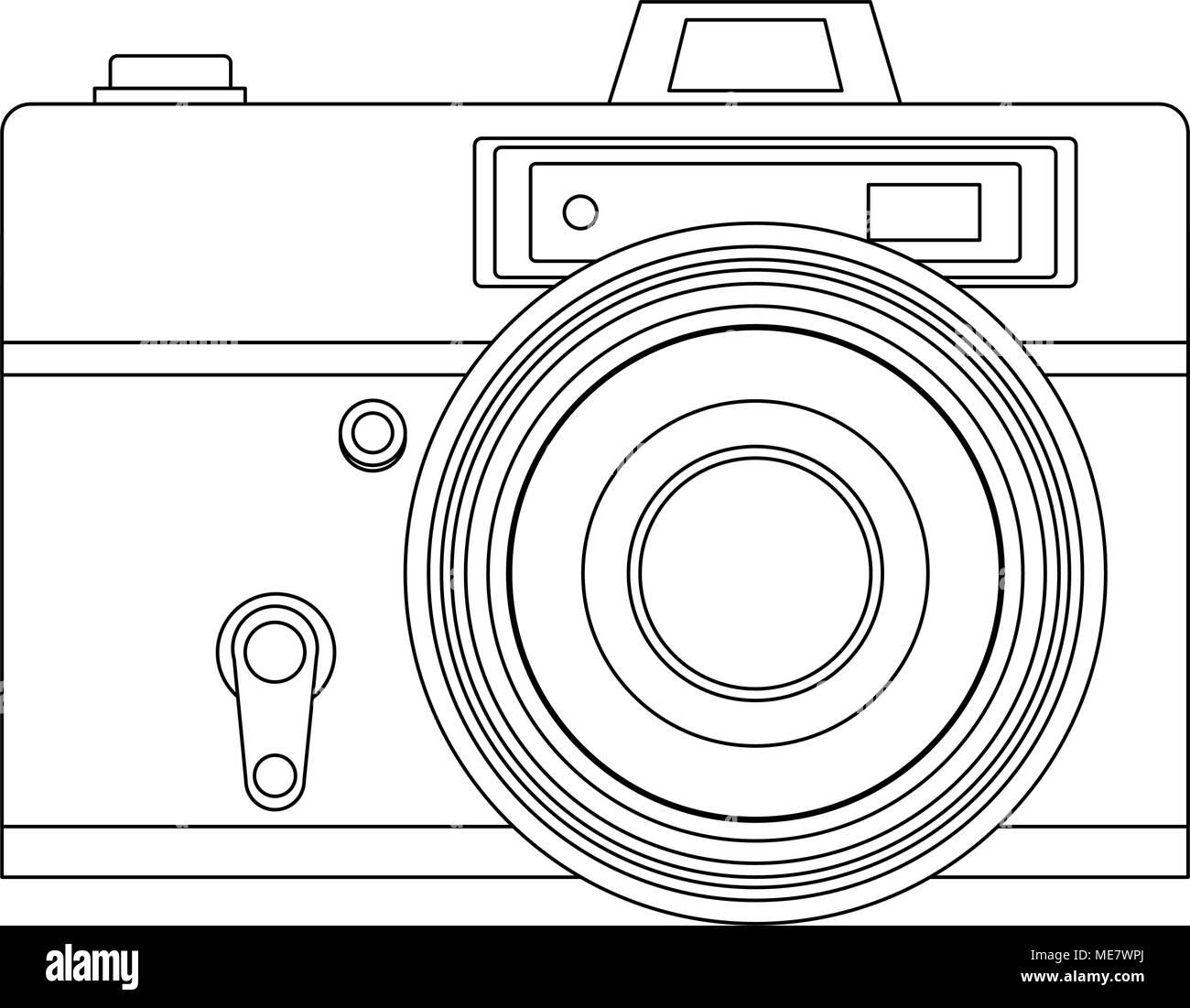 Appareil photographique symbole sur le noir et blanc Illustration de Vecteur