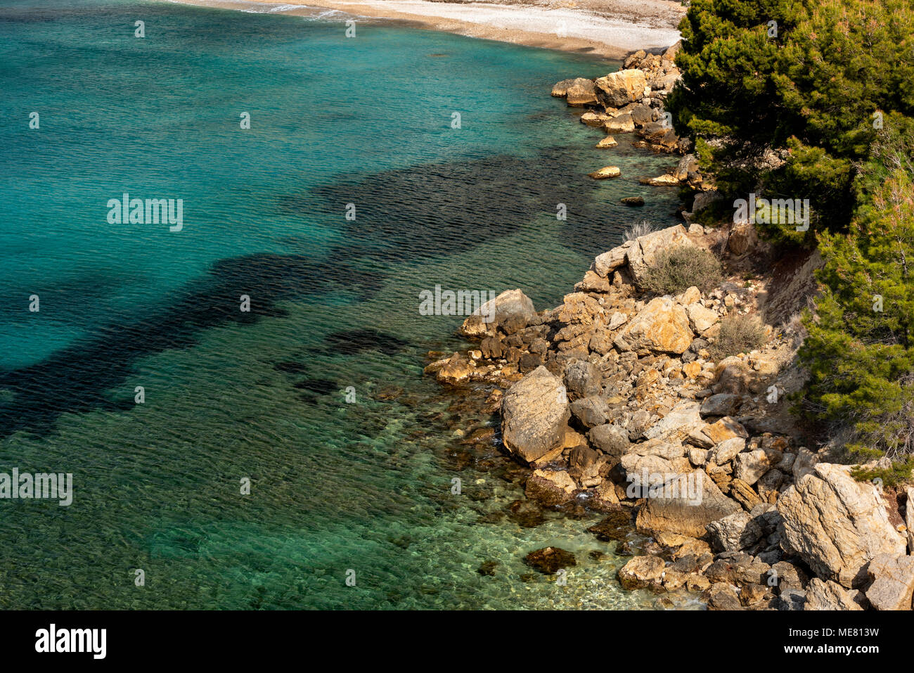 Entre Altea et Calpe le Mascarat avec ses eaux turquoise de côte, Altea, Costa Blanca, Alicante province, Espagne Banque D'Images