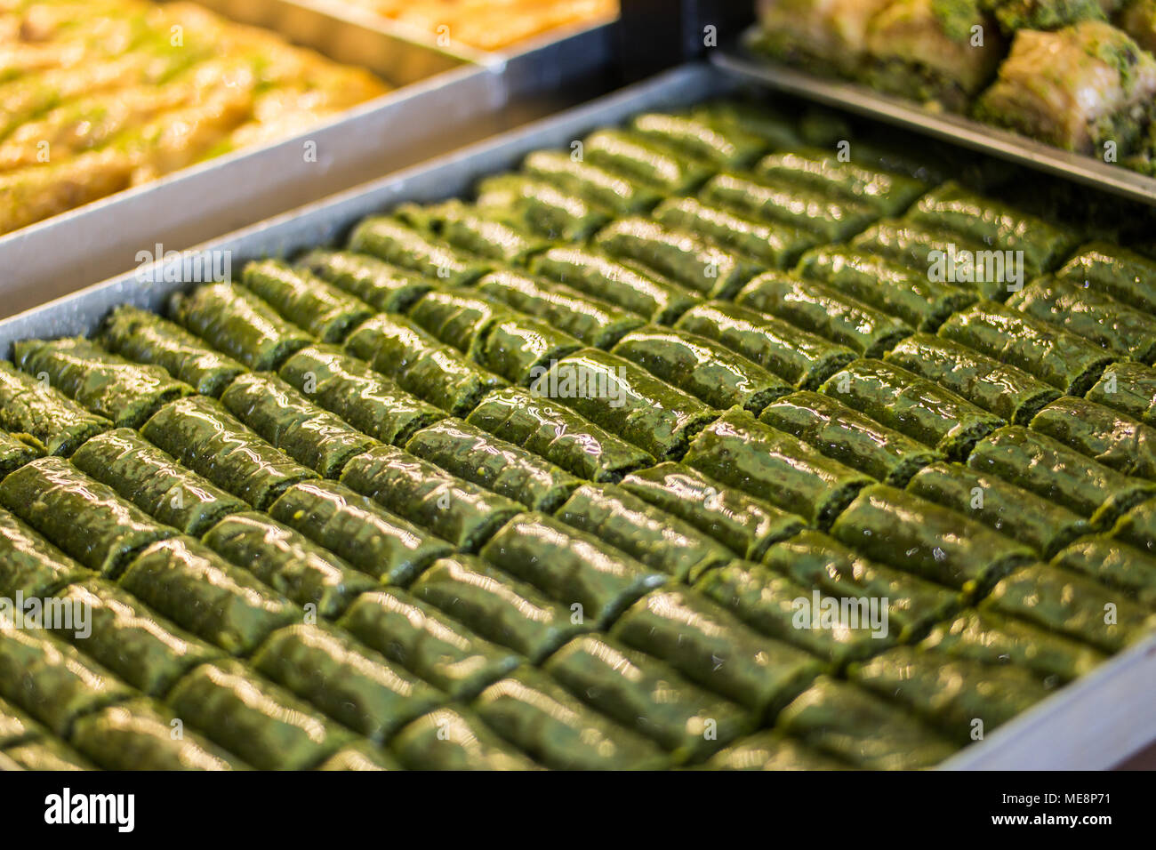 Baklava / Pistache dessert turc / rouleau / Fistikli Dolama Banque D'Images