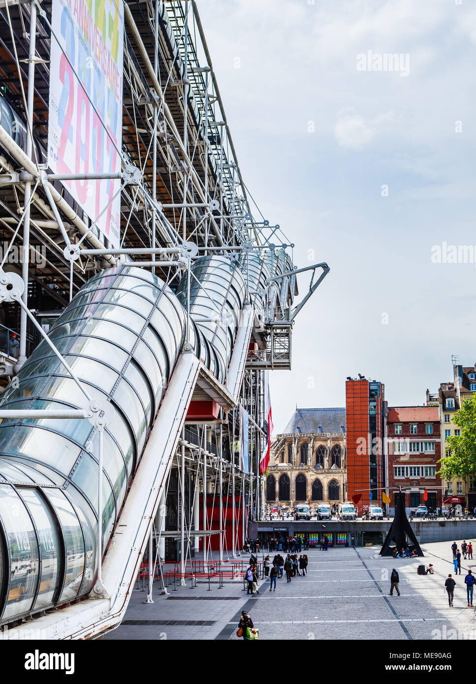 Détail de l'architecture high-tech moderne du centre Georges Pompidou. Paris. France Banque D'Images