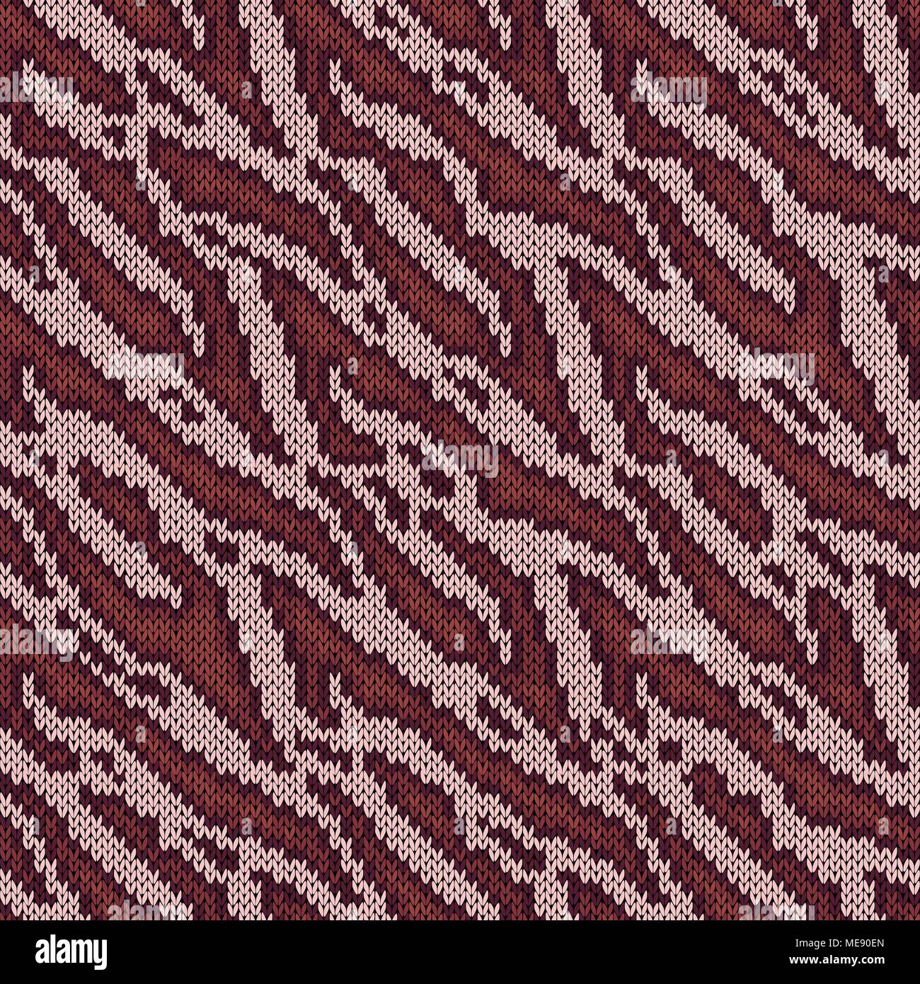 Arrière-plan de camouflage sans couture, tricot motif vecteur comme un tissu de texture dans divers tons de terre cuite et de magenta Illustration de Vecteur