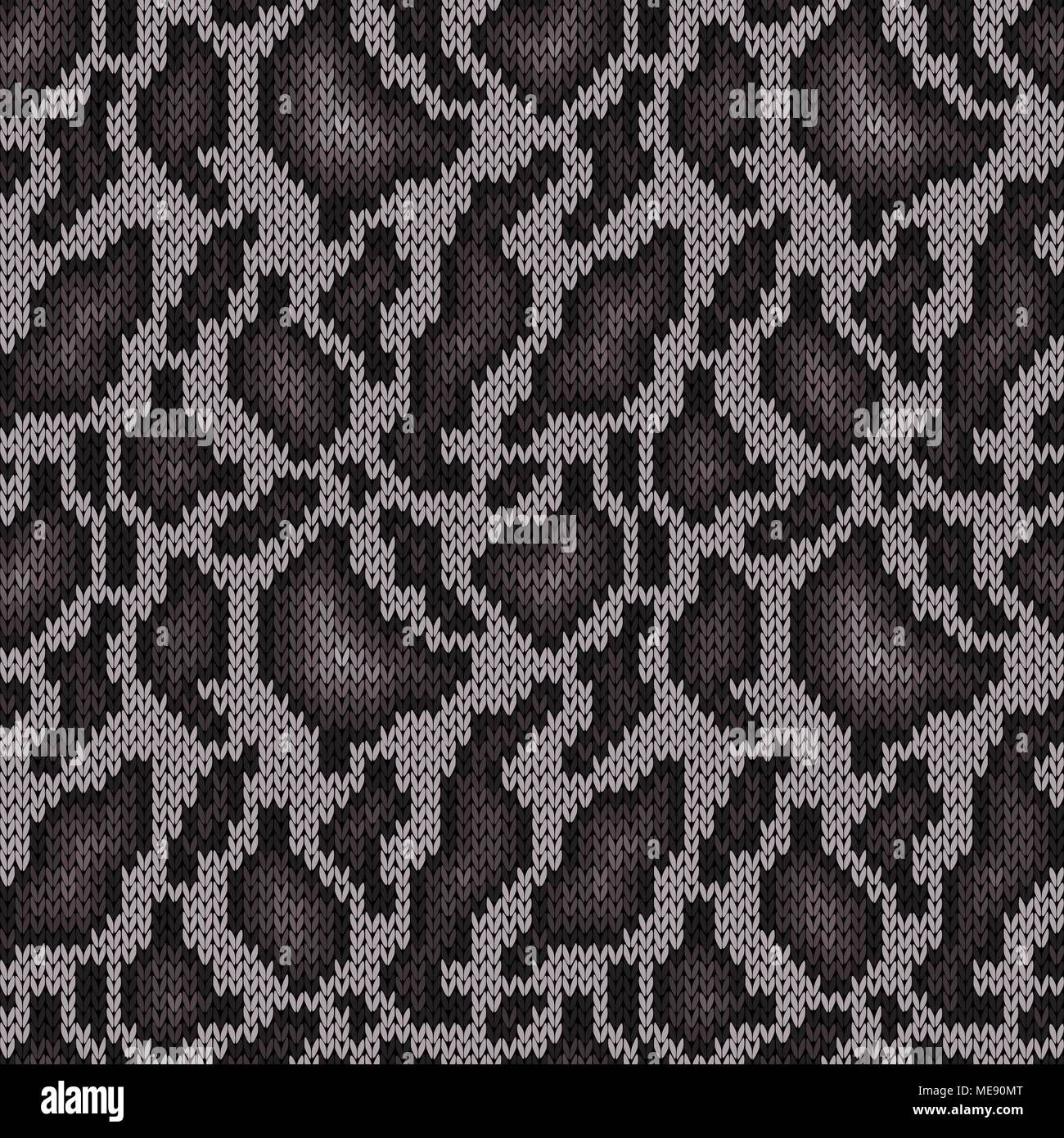 Arrière-plan de camouflage sans couture, tricot motif vecteur comme une texture de tissu dans des tons gris clair et foncé Illustration de Vecteur