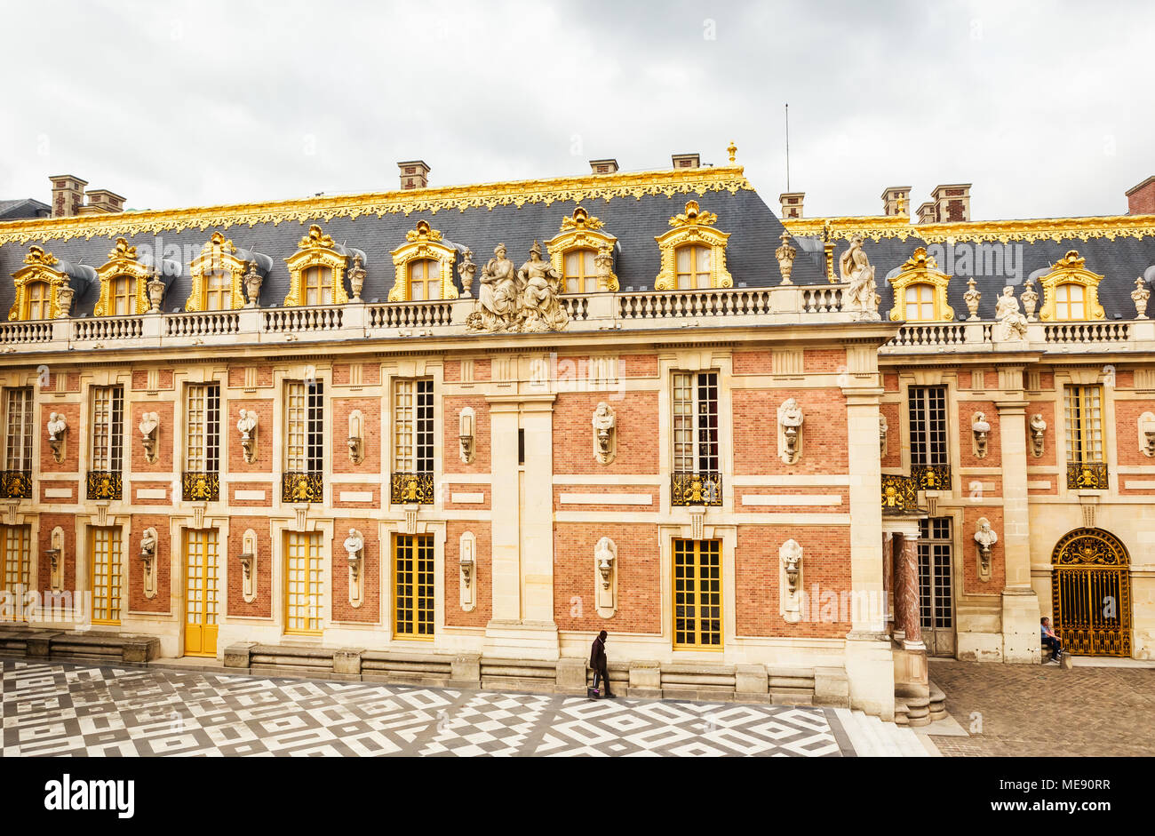 Fragment du palais de marbre dans le Palais de Versailles, France Banque D'Images