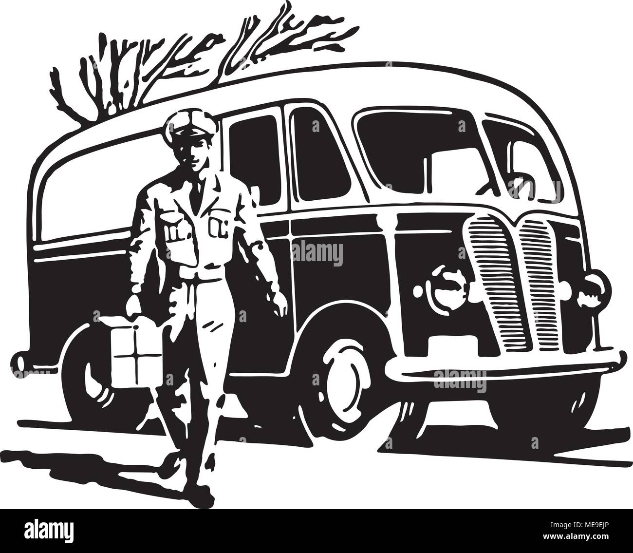 Camion de livraison - Retro Illustration Art Ad Illustration de Vecteur