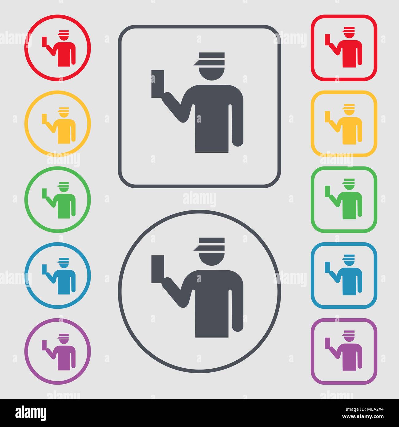 L'icône de l'inspecteur signe. symbole sur le boutons ronds et carrés ...