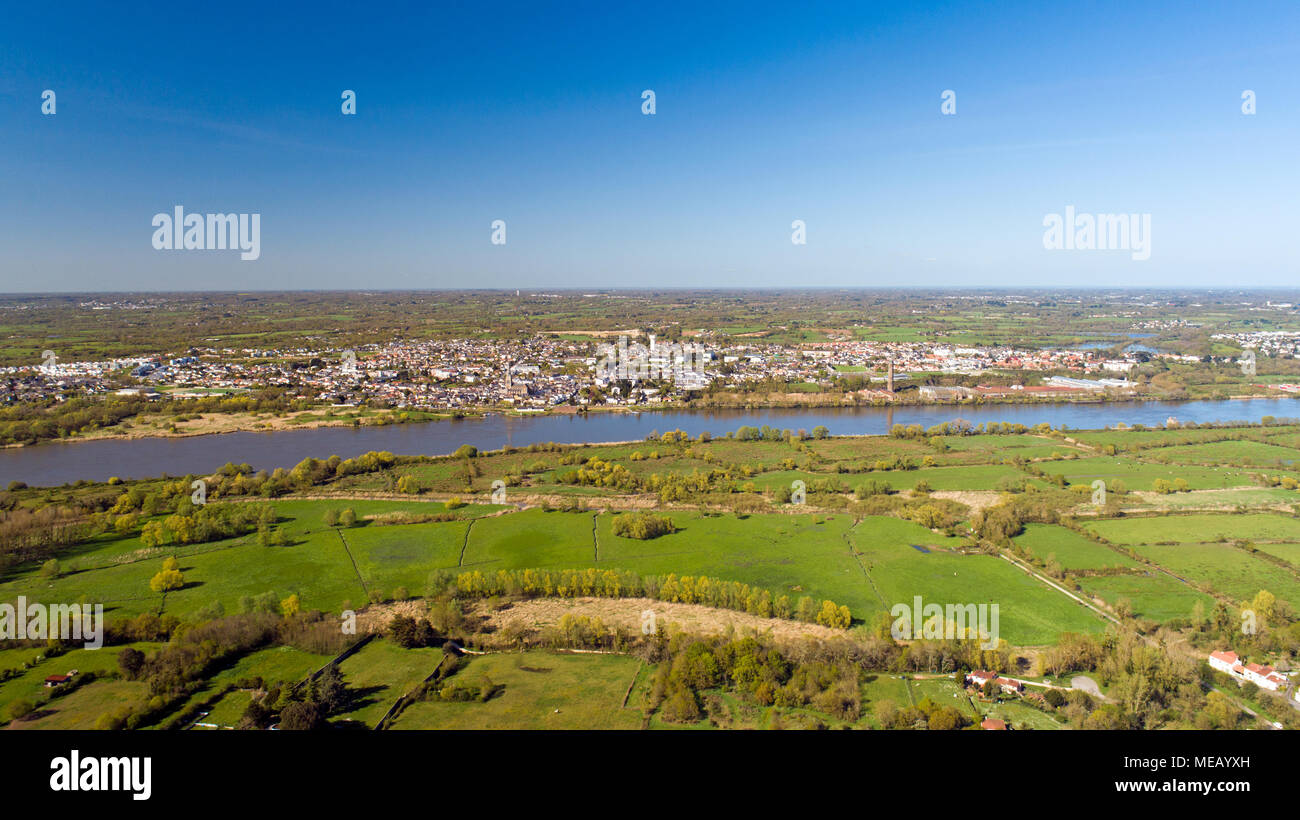 Photographie aérienne de la ville de Coueron Loire Atlantique, France Banque D'Images
