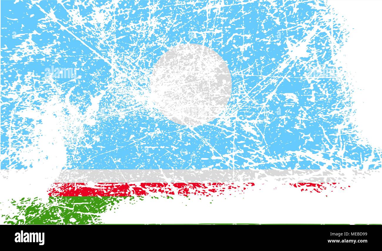 Drapeau de la République de Sakha Yakoutie, Russie avec l'ancienne texture. Vector illustration Illustration de Vecteur