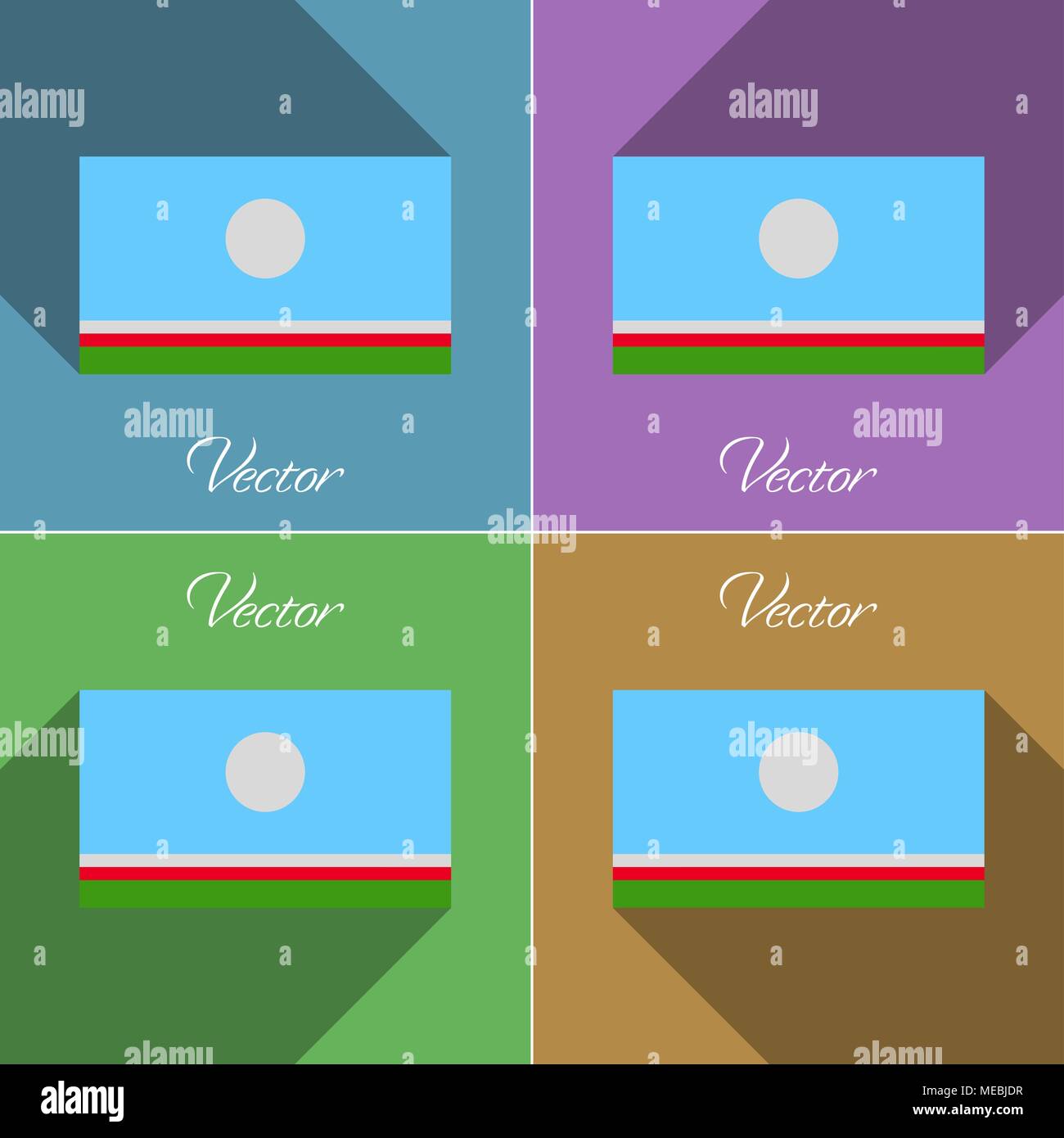 Drapeaux de la République de Sakha. Ensemble de couleurs télévision design et de grandes ombres. Vector illustration Illustration de Vecteur