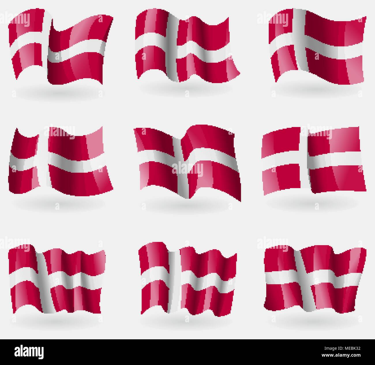 Ensemble de drapeaux Danemark dans l'air. Vector illustration Illustration de Vecteur