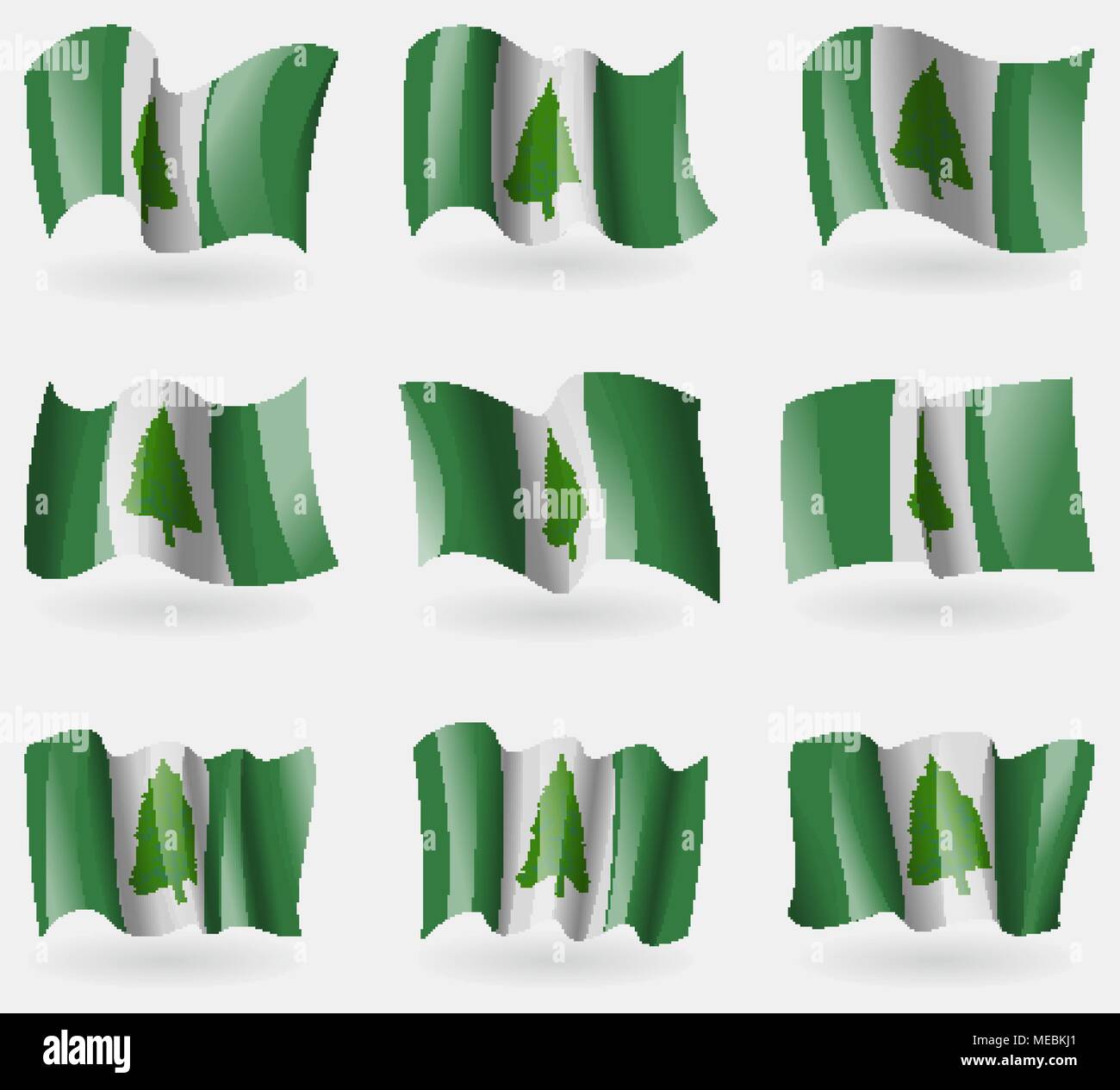 Ensemble de l'île Norfolk drapeaux en l'air. Vector illustration Illustration de Vecteur