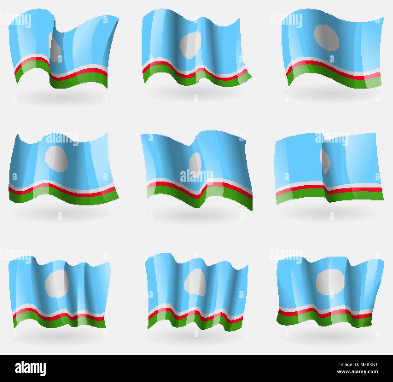 Ensemble de drapeaux de la République de Sakha, dans l'air. Vector illustration Illustration de Vecteur
