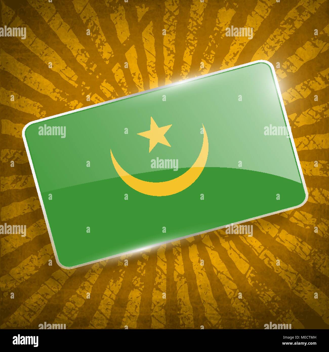 Drapeau de la Mauritanie avec l'ancienne texture. Vector illustration Illustration de Vecteur