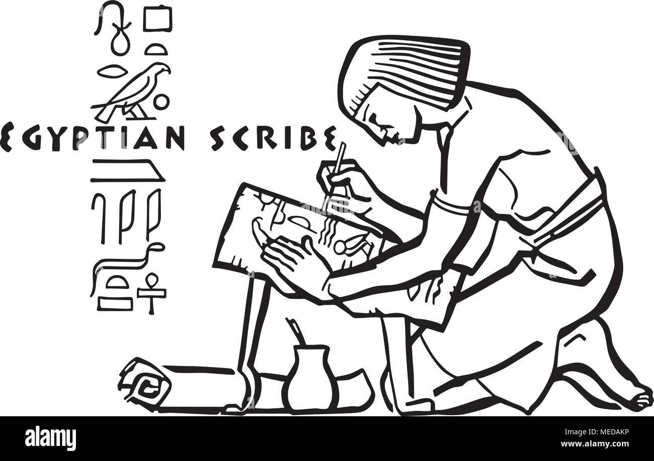 Scribe égyptien - Retro Clipart Illustration Illustration de Vecteur