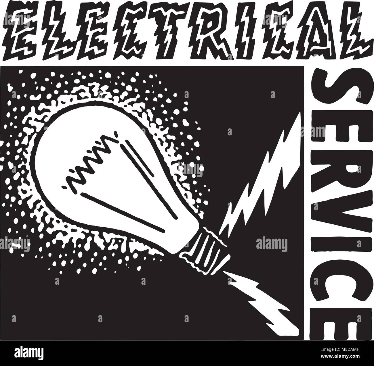 Service Électrique - Retro Art Ad Banner Illustration de Vecteur