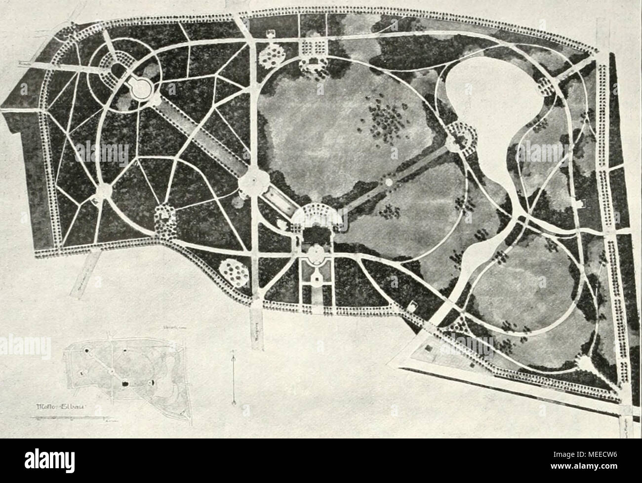 . Die Gartenkunst . Wettbewerbsentwurf für den Stadtpark Hamburg-Winterhude von P. Recht und P. Bachmann, Architekten und H. Foeth, Gartenarchitekt à Cologne. Wettbewerb Stadtpark Hamburg Winterhude-. Am 3. und 4. Juli d. Js. Preisgericht tagte à Hambourg das für den Wettbewerb Stadtpark Hamburg Winterhude-. Seine Entscheidung ging dahin, die von der Erteilung eines I. Preises abgesehen und der pour ausgesetzte Betrag von Mk zweiten und dritten 10000 Preis in je einen weiteren geteilt wurde. Banque D'Images