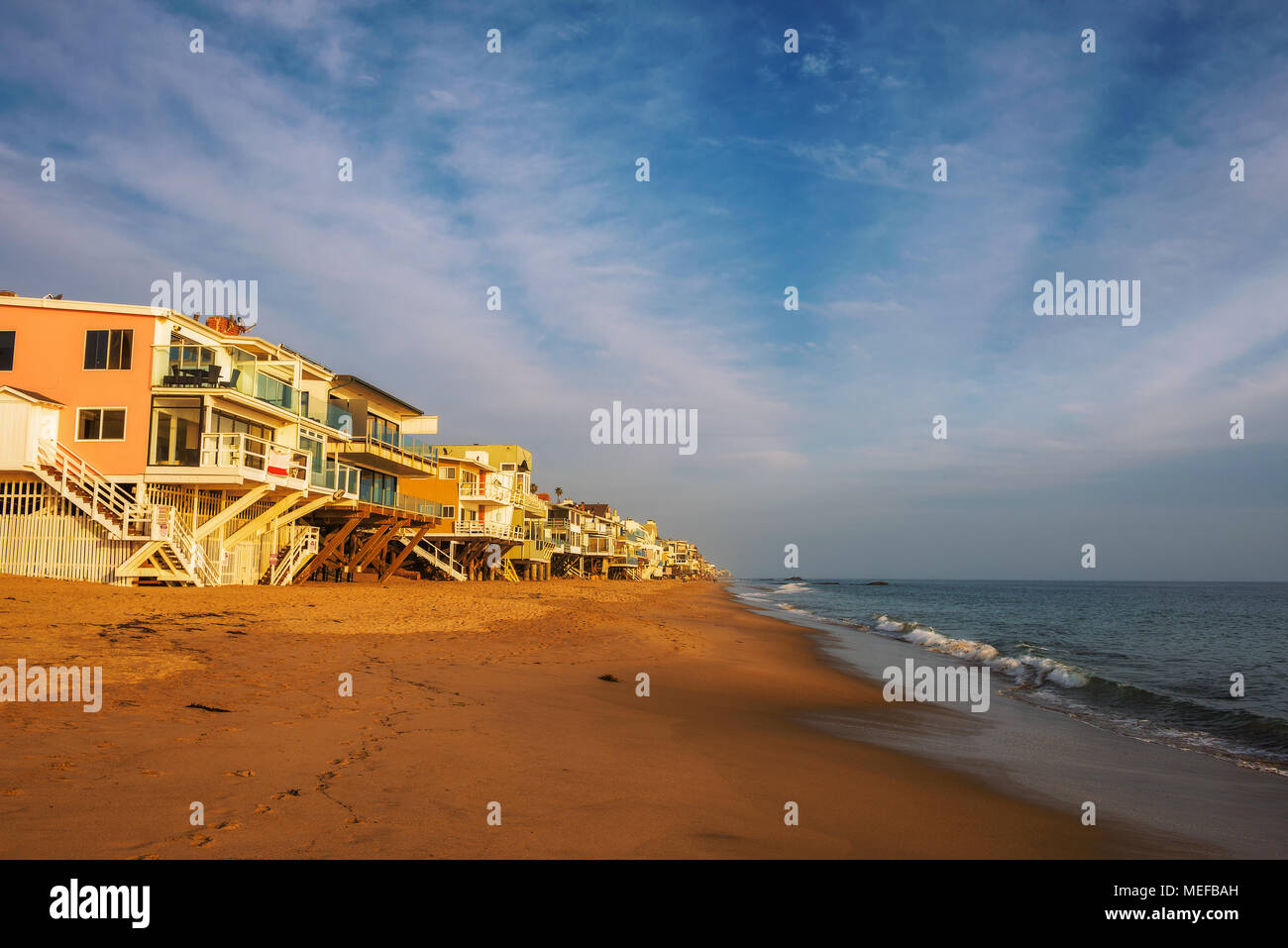Maisons en bord de la plage de Malibu en Californie Banque D'Images