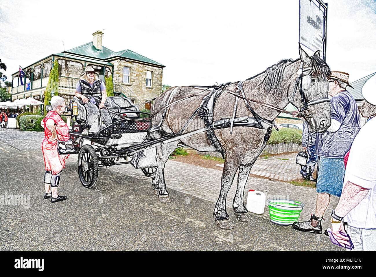 L'ART DE LA PHOTO D'UN CHEVAL ET PANIER Banque D'Images