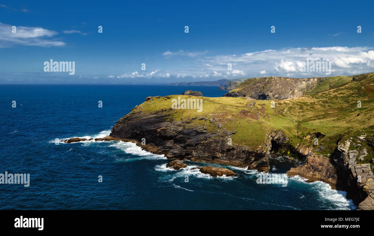 À Nord à Barras de nez de l'île de Tintagel, Cornwall, UK Banque D'Images