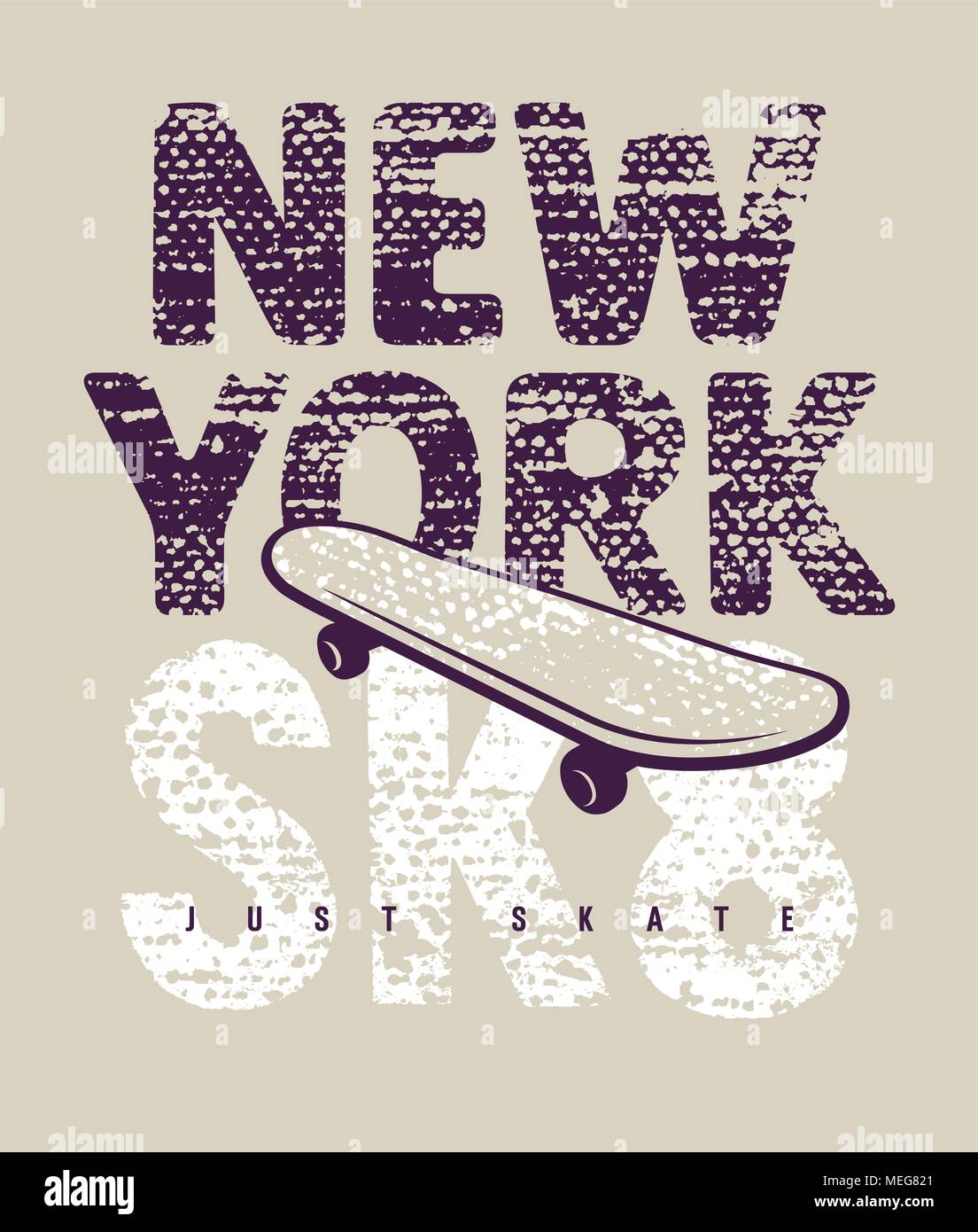 Skateboard la typographie. Tee graphiques. New York le skate t-shirt Illustration de Vecteur
