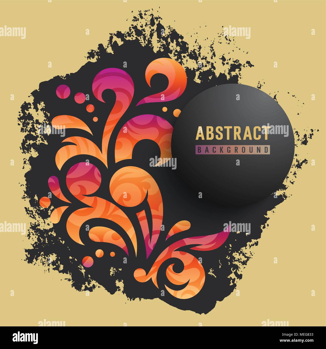 Résumé fond avec une texture grunge et motif floral.carte de Vœux, couvrir, une brochure, une affiche ou une bannière modèle. Élément de design floral stylisé Illustration de Vecteur