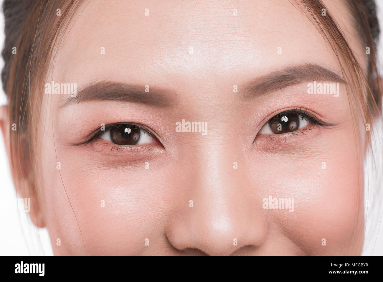 Close up of asian woman eye lashes yeux sourcils Banque D'Images