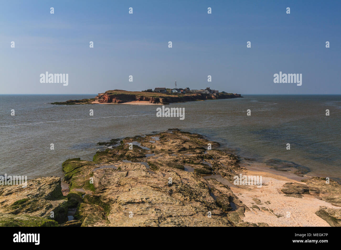 Hilbre Island à l'embouchure de la rivière Dee, à marée haute, Wirral, Angleterre Banque D'Images