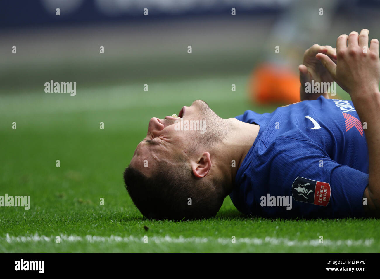 Londres, Royaume-Uni, 22 avril 2018. Eden Hazard (C) à l'Emirates FA Cup demi-finale entre Chelsea et de Southampton, au stade de Wembley, Londres, le 22 avril 2018. **Cette photo est pour un usage éditorial uniquement** Crédit : Paul Marriott/Alamy Live News Banque D'Images