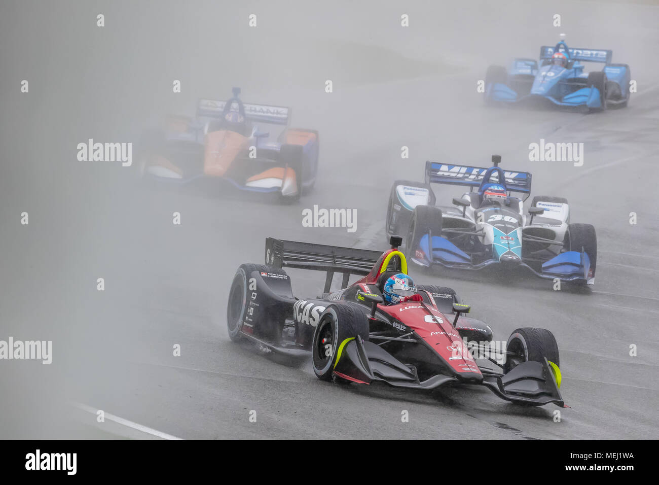 Birmingham, Alabama, USA. 22 avr, 2018. ROBERT WICKENS (6) du Canada apporte sa voiture à travers les virages au cours de la Honda Indy Grand Prix de l'Alabama à Barber Motorsports Park à Birmingham en Alabama. Crédit : Walter G Arce Sr Asp Inc/ASP/ZUMA/Alamy Fil Live News Banque D'Images