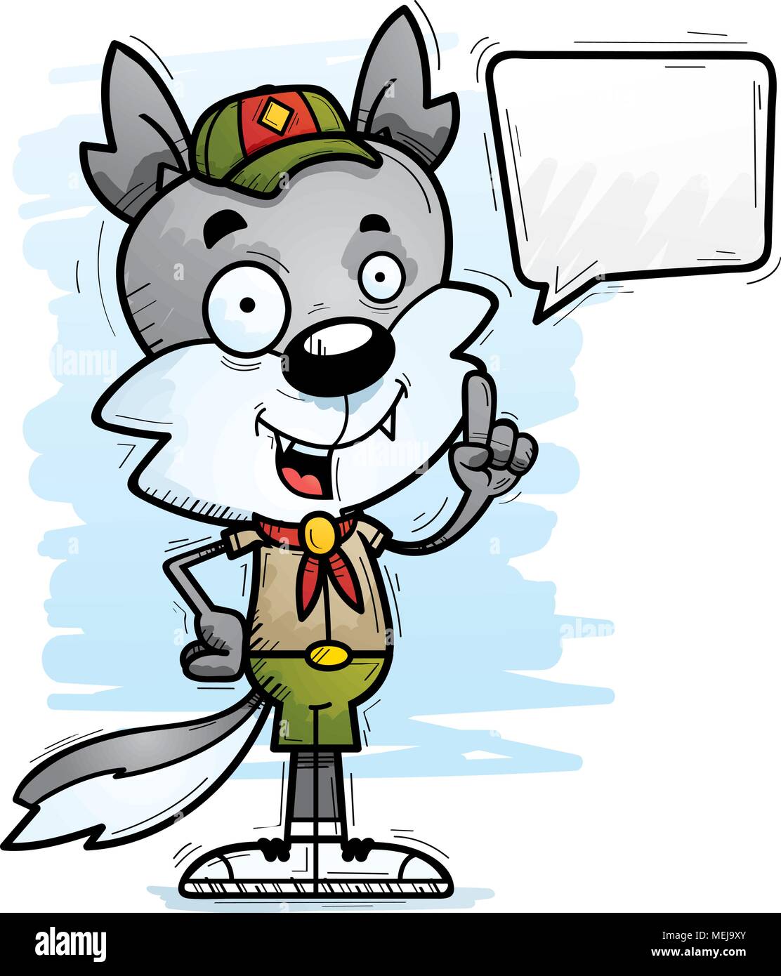 Illustration d'une caricature d'un loup mâle parler du scoutisme. Illustration de Vecteur