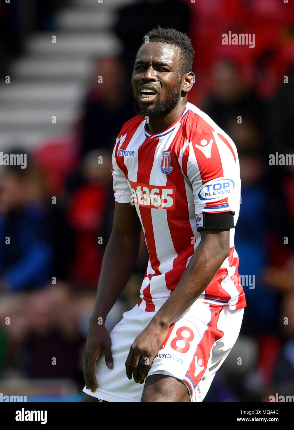 Stoke City's Mame Biram Diouf Stoke City's Mame Biram Diouf rues une occasion manquée au cours de la Premier League match au stade de bet365, Stoke Banque D'Images