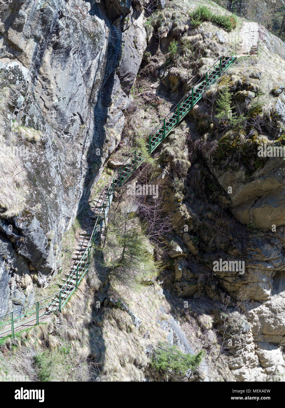 La randonnée à travers la vallée 1000 escaliers dans l'Alto Adige, Italie Banque D'Images